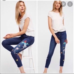 Free People embroidered skinny jeans
